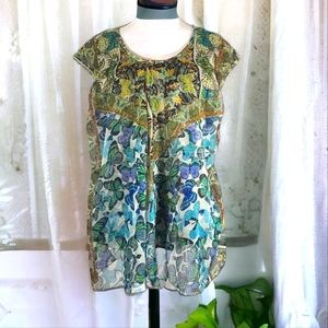Energie Women's Sleeveless Flowy Butterfly Top Size Large